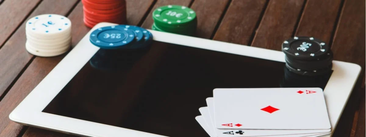 Modern casino setting with a user accessing CrownBD features on a phone.