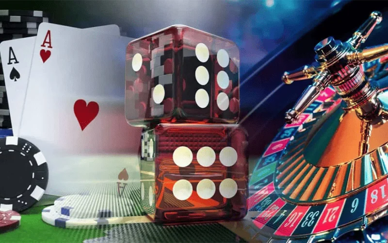 Assured woman holding shining casino tokens against colorful glowing backdrop — contemporary CrownBD style for Bangladeshi audience